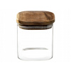 SKLENENÁ NÁDOBA s dreveným viečkom 0,6 L
