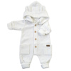 Detský pletený overálok s odopínacou kapucňou - kokosovo biely, 80/86