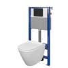 Cersanit AQUA 52 NÁDRŽ, WC MISA CITY OVAL, DUROPLAST, Soft Close, Easy Off, TLAČIDLO ACCENTO čierna matná S701-519