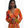 Dámská halenka DESIGUAL 25SWMW04 7026 SWIM BAHAMAS BLUS 7026 ORANGE velikost L