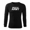 DRAGOWA Fit-T tričko s dlhým rukávom muscle army, čierna 160g/m2 - L