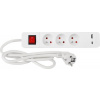 Kábel Strend Pro LG-FB603K, L-1.4 m, predlžovací, 3x zásuvka + vypínač, USB