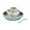 Beaba Jedálenská sada silikónová 4-dielna Sage Green / Misty Green