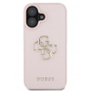 Guess PU Grained 4G Metal Logo Zadný Kryt pre iPhone 16 Ružová