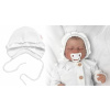 Pletená čiapočka na zaväzovanie bonetka Girl, Hand Made Baby Nellys, biela 68-74 (6-9m)