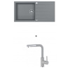 Alveus CADIT 50 SET kuchynský granit. drez so sifón. 100x50 + batéria SIROS Beton CADIT50G81+SIROS81