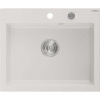Mexen Elix žulový drez s 1 komorou 600 x 500 mm, biely, sifón chróm - 6525601005-20