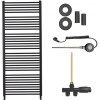CERANO - Kúpeľňový radiátorový set Alberto - kombinované vykurovanie, wifi tyč - bočné jednobodové pripojenie - 999W - čierna matná - 1660x650 mm