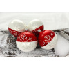 Vianočné gule 26/2032/8/4ks - červené pol/pol + vločka