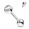 Titánová činka s vnútorným závitom s jedným zirkónom Veľkosť: 1,6 mm, Velikost koncovky: 3 mm, Délka / Průměr: 6 mm