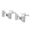 Manžetové knoflíčky Motýlek 3309 - stříbrná / bižuterní kov, slitina