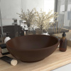 vidaXL Luxusné oválne umývadlo matné tmavohnedé 40x33 cm keramické - Hnedá - 14433-156086