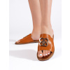 Shelvt Brown women's flip-flops with decoration hnedá 39 Shelvt 0000296580606