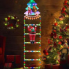Santa Claus LED rebrík 1,5 m – vianočné osvetlenie so 6 priečkami a plastovým stromčekom, RGB