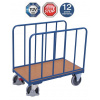 Variofit Plošinový vozík s dvoma rúrkovými stenami, Variofit, ložná plocha 126 x 74 cm, do 500 kg, modrá/antracit Farba: modrá RAL5010