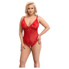 Cottelli Curves - priehľadné čipkové body (červené) - 2XL