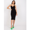 Čierne rebrované bavlnené midišaty Emi -RV-SK-7687.30-black M