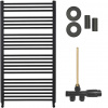 CERANO - Kúpeľňový radiátorový set Alberto - ústredné vykurovanie - bočné jednobodové pripojenie - 716W - čierna matná - 1180x650 mm