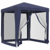 Párty stan so 4 stenami zo sieťoviny, modrý, 2x2 m, HDPE