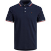 Jack and Jones Paulos Tipped Pique Short Sleeve Polo Shirt Navy Blazer L