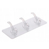 Plastový vešiak s 3 háčikmi hák, samolepiaci, priehľadný