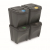 PROSPERPLAST Sada 4 odpadkových košov SORTIBOX sivý kameň, objem 4x25L