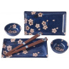 Set Made In Japan Sushi Set Navy & Pink Sakura Design 6 ks (MIJ8594197826977)