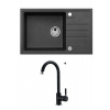 Alveus MERYLL 130 SET kuchynský granit. drez so sifón. 78x48 + batéria ROXA - Black MERYLL130G91+ROXA91
