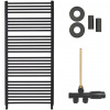 CERANO - Kúpeľňový radiátorový set Alberto - ústredné vykurovanie - bočné jednobodové pripojenie - 857W - čierna matná - 1380x650 mm