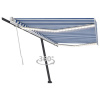 VidaXL Ručne zaťahovacia markíza s LED, 500 x 350 cm, modro-biela