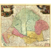 JOHANN BAPTIST HOMANN (1664-1724): Mapa Uhorska. Kolorovaná medirytina. Norimberg, 1720. (Kópia) Druh potlače: Plagát rozmer 100x87 (papier posterový, 200g, satinovaný) - Reprodukcia dekoračnej histor