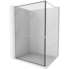 Mexen Kioto+, sprchová zástena Walk-In s poličkou a vešiakom 140 x 200 cm, 8mm číre sklo čierny vzor, brúsená oceľ profil, 800-140-121-97-70