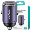 NABÍJAČKA AUTOMOBILOVÁ USAMS C38 USB-A, USB-C 30W PD FAST CHARGE FIALOVÁ