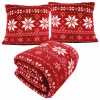 Prikrývka na posteľ - Čierny kontrast polyester 150 x 200 cm odtieňov červenej, odtiene modrej, odtiene šedej, odtiene zelenej (VIANOČNÁ SÚPRAVA NORDICO 150x200 PRIKRÝVKA + 2 OBLIECKY NA VANKÚŠ)