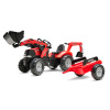 FALK Šliapací traktor 996Y Case IH s prívesom, lyžicou a bagrom - červené