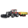 Bruder 3198 Traktor Case IH Optum 300 CVX s čelným nakladačom a prepravníkom na balíky