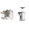 Rocket Espresso Appartamento, white, walnut + Rocket Espresso GIANNINO, chrome/black