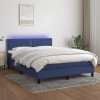vidaXL Posteľ boxsping s matracom a LED modrá 140x190 cm látka