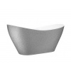 BESCO VIYA GLAM 160 x 70cm vaňa voľne stojaca oválna, s chrómovým sifónom, liaty mramor, strieborná lesklá, #WMD-160-VS