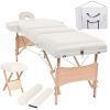 zahrada-XL Skladací masážny stôl, 3 zóny+stolička, 10 cm hrubá, biela 110156