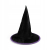 Rappa Halloween Klobúk Čarodejnica čierny s fialovým lemovaním pre deti 32