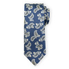 Tmavomodrá pánska klasická kravata s béžovým paisley vzorom 17378