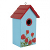 Clayre & Eef Červeno-modrá drevená vtáčia búdka s ružami Birdhouse - 15*10*22 cm - Clayre & Eef