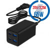 Gembird GAMBIRD GaN, 2xType C/2xUSB, Nabíjačka 65W