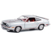 Model Ford Mustang II King Cobra in Silver Metallic with Red and Black Stripes - 1:18 Greenlight