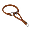 Okrúhly obojok Soft kožený polosťahovací hnedý, Obvod krku: 60 cm, širka: 13 mm