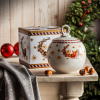 Nádoba na vianočnú tortu a perníky, porcelán DUO SANTA NA SLEPICI 680 ml