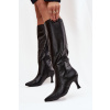 Dámske čižmy na podpätku z eko kože čierna 38 Boto 5905677571073