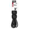 EMOS Predlžovací kábel 3x zásuvka, 3m, FR, čiern PC0313