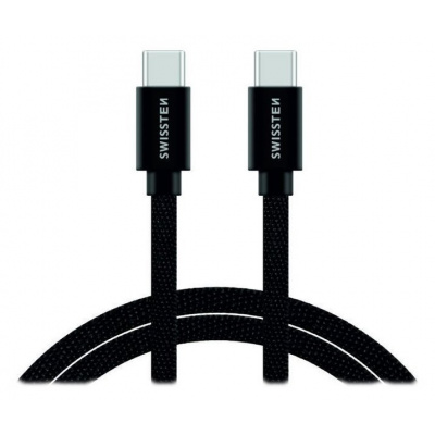 Swissten datový kabel USB-C / USB-C s textilním opletem, 2,0 M Černý 71528201